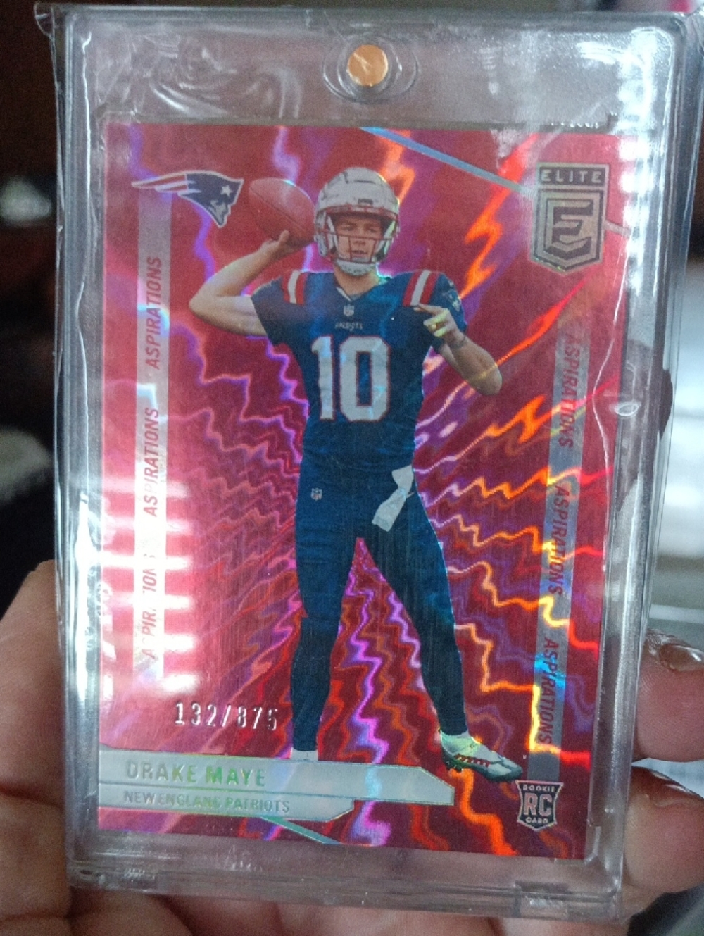 2024 Panini Drake Maye RC /875 Patriots Red Aspersions Shimmer š„š„š„ - Picture 3 of 3